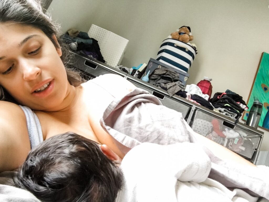 mom breastfeeding baby